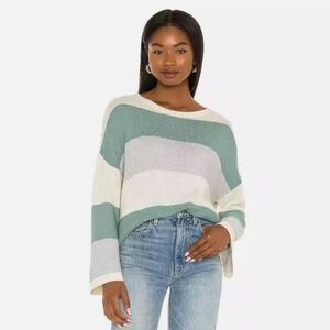 REVOLVE Striped Lightweight Pullover Sweater in Sage, Cream, Light Gray